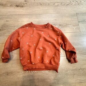 Old Navy‎ Girls 4T Brown Ditsy Floral Print Drop Shoulder Pullover Sweatshirt